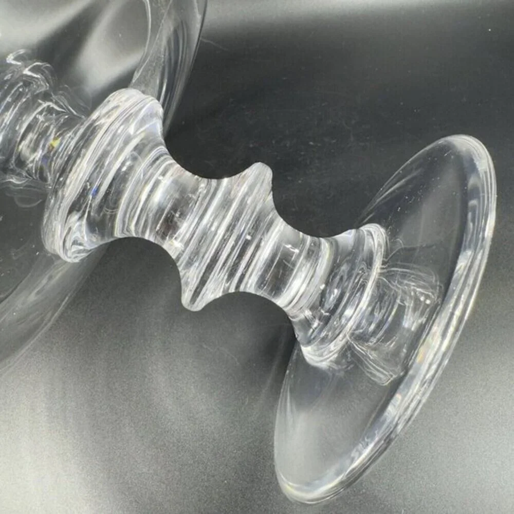 Val St Lambert State Tall Crystal Clear Glass‎ Compote Footed Centerpiece Bowl